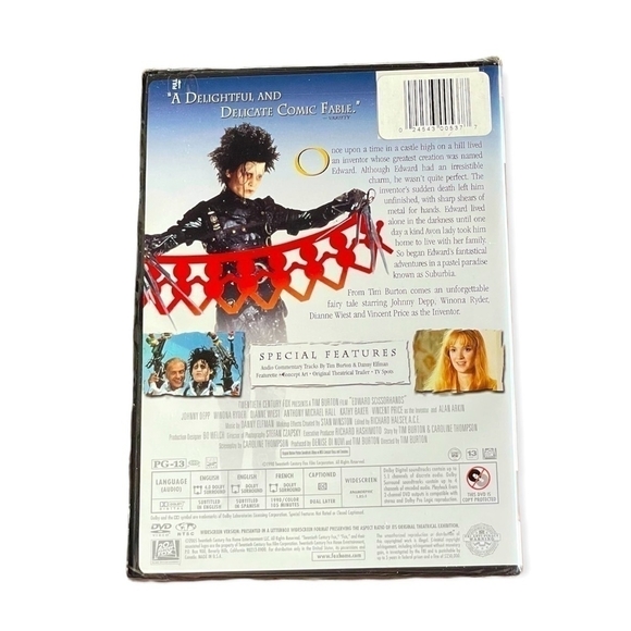 NIB Edward Scissorhands with Johnny Depp DVD Movie Widescreen Anniversary EDT - Picture 2 of 3